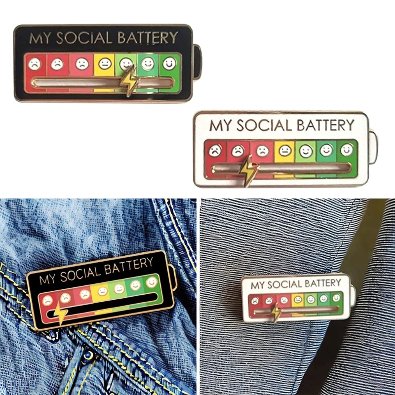 BTM My Social Battery Enamel Pin Badge เข็มกลัดแจ็คเก็ตเป้สะพายหลังตกแต่ง