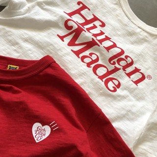 เสื้อยืดผ้าฝ้ายพิมพ์ลายHot sale เสื้อยืดแฟชั่น Human made x Girls dont cry สำหรับผู้ชายและผู้หญิง