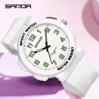 Sanda Youth Trend นาฬิกาข้อมือควอตซ์แฟชั่น สีพื้น หรูหรา เรียบง่าย สําหรับเล่นกีฬา SD6123-11