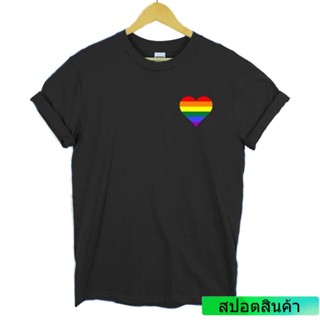 ข้อเสนอพิเศษ เสื้อยืด พิมพ์ลายธงสีรุ้ง HEART Gay Pride LGBT สําหรับผู้ชายS-5XL