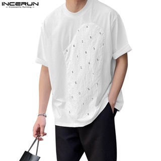 Incerun เสื้อยืดลําลอง แขนสั้น พิมพ์ลาย ทรงหลวม