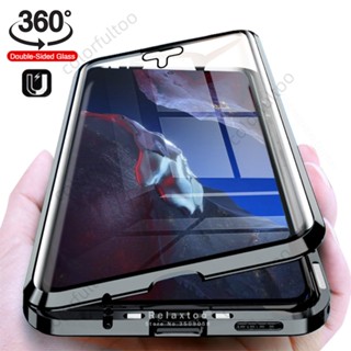 Double Sided Tempered Glass Phone Case For Xiaomi Poco F5 Pro F5Pro PocoF5Pro 5G Metal Magnetic Flip Cover Full Cover Protection Back Cover Hard Casing Shell