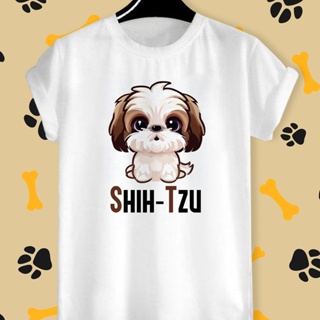 เสื้อยืดสกรีนลาย น้องหมา ชิสุ (Shih tzu) ผ้า TK สีสันสดใส ใส่สบาย ไม่ยืดไม่ย้วย