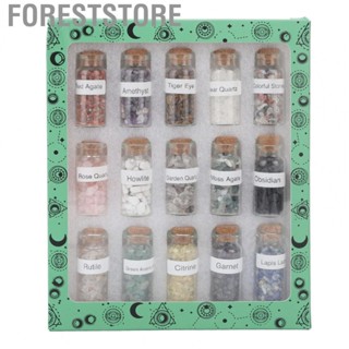 Foreststore 15xDifferent Stone  Healing Stones In Glass Bottles Chakra Healing Stones AE