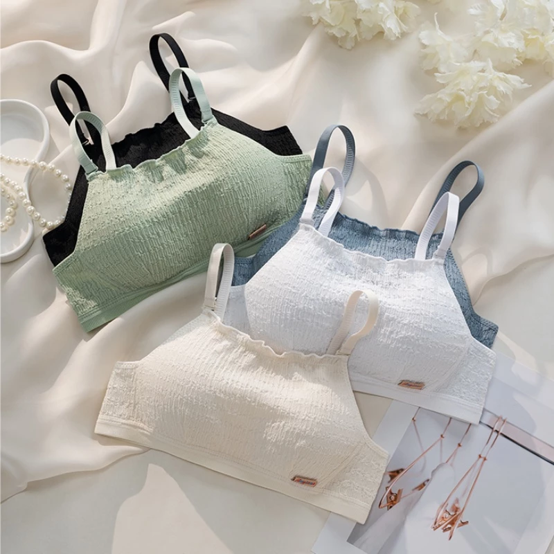 ✨w&c bras✨ผ้าฝ้าย 100% เสื้อชั้นในกันลื่นแบบท่อส่วนบางหน้าอกเล็กเสื้อชั้นในปรับได้ยกทรงสาว ny009