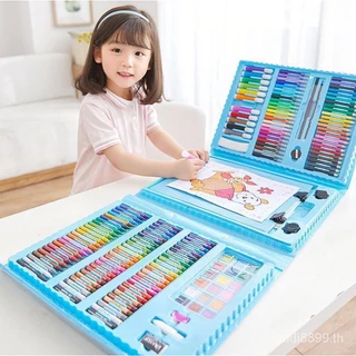 ชุดระบายสี 208 ชิ้น กล่องอุปกรณ์ศิลปะ สำหรับเด็ก สีไม้ เทียน สีน้ำ ปากกาเมจิก ของขวัญ พร้อมส่ง