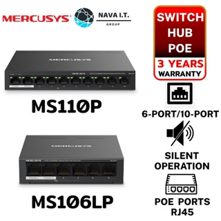 COINSคืน15%⚡FB9JMZV6⚡ MERCUSYS MS110P/MS106LP 10/100MBPS RJ45 PORTS DESKTOP SWITCH รับประกัน 3ปี