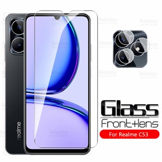 2 in 1 ฟิล์มกระจกนิรภัยกันรอยหน้าจอ แบบใส 9H สําหรับ Realme C53 C 53 C55 NFC C 55 RealmeC55 RealmeC53 2023