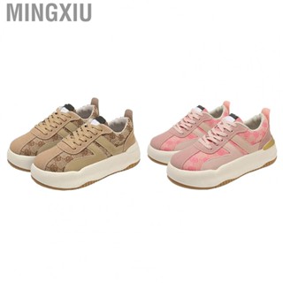 Mingxiu Casual Flat Sport Shoes  Breathable Color Block Soft  Women Flat Walking Shoes PU Leather  for Outing for Girls