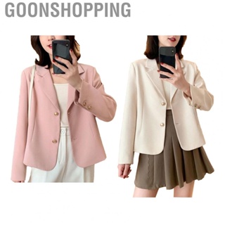Goonshopping Casual Long Sleeve Jacket  Notched Collar Loose Fit Stylish Single Breasted Elegant Regular Type Short Suit Jacket  for Women for Autumn