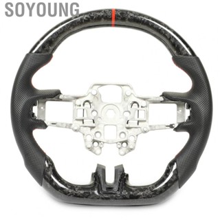 Soyoung Steering Wheel Replacement  Forged Carbon Fiber Perforated Leather Racing Steering Wheel Finger Ridges  for Mustang