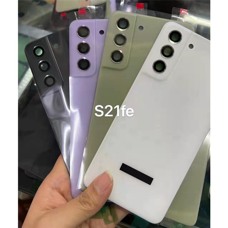 เคส สําหรับ Samsung Galaxy S21 FE 5G 6.4 S21fe" ฝาครอบแบตเตอรี่ กระจก ด้านหลัง และเลนส์กล้อง ลายโลโก้ แบบเปลี่ยน สําหรับซ่อมแซม