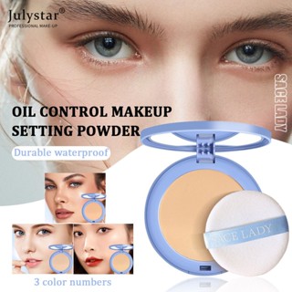 JULYSTAR Oil Control Matte Face Powder Long Lasting Flawless Setting Powder Face Makeup With Mirror