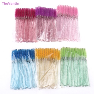 Thevantin แปรงปัดขนตา แบบใช้แล้วทิ้ง 50 ชิ้น พร้อมแท่งคริสตัล หวีคิ้ว แปรงแต่งหน้า ของดี