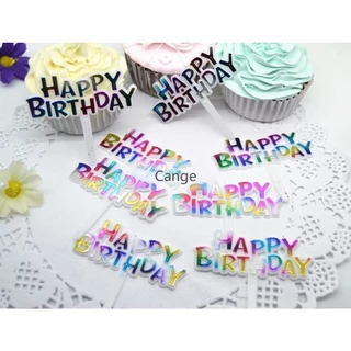 หนึ่งร้อยชิ้นน่ารักพลาสติกมินิสุขสันต์วันเกิดเค้กการ์ดที่มีสีสันจีนภาษาอังกฤษอบขายดี