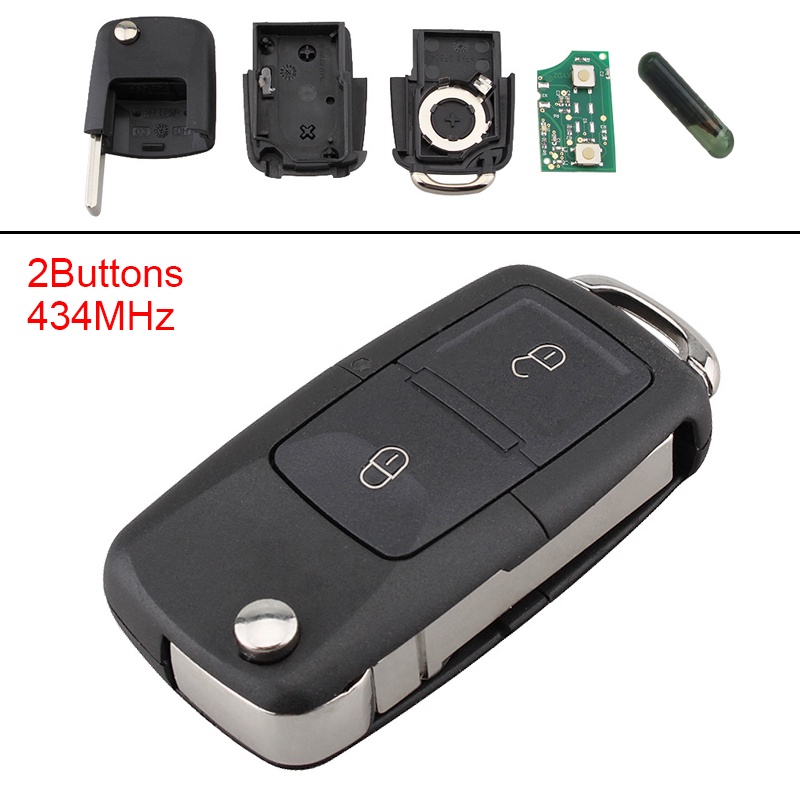 กุญแจรีโมท 2BTN Fob 434MHz ID48 1J0 959 753 AG Fit สําหรับกอล์ฟ / Passat VW / Beetle