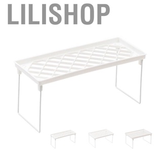 Lilishop Dormitory Storage Shelf Strong PP Metal Foldable Design Simple Style Desktop Display Shelf for Home Dormitory Office