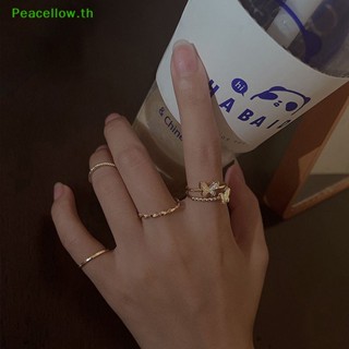 Peacellow ชุดแหวนนิ้วมือ รูปเรขาคณิต ผีเสื้อ สไตล์โบฮีเมียน แฟชั่น สําหรับผู้หญิง 4 ชิ้น