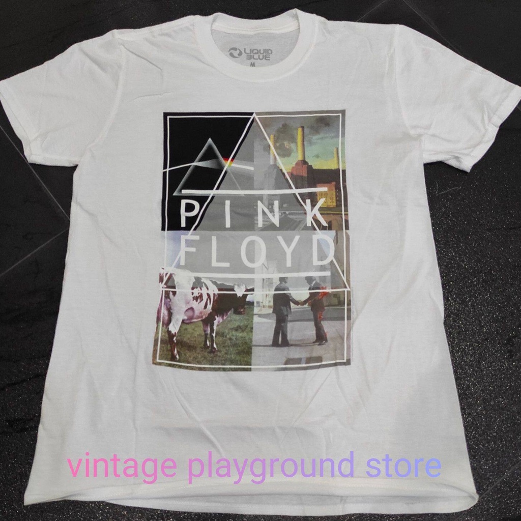 สีขาว1  m9bP    ฟิตเนส  เสื้อยืดวง PINK FLOYD ลิขสิทธิ์แท้ LIQUID BLUE  ปี 2015   ใบกำกับภาษี     ปี