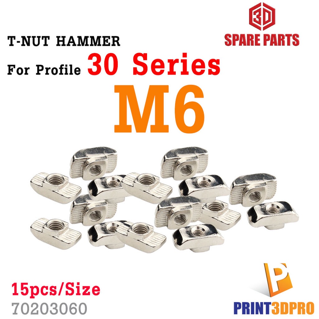 T Nuts Hammer For Aluminium Profile 3030 Series M4 , M5 , M6 15pcs/pack Stanless Steel - รูปที่ 3