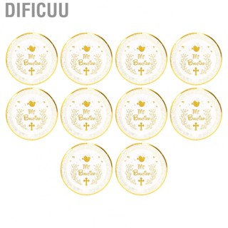 Dificuu 10Pcs Bronzing Paper Plates Mi Bautizo Microwave Safe Disposable Round Plates TS