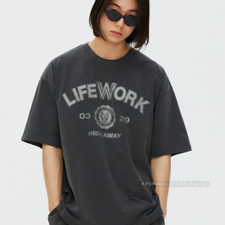 Lifework เสื้อยืดลําลอง คอกลม แขนสั้น ผ้าฝ้ายแท้ แฟชั่นฤดูร้อน สําหรับผู้ชาย และผู้หญิง