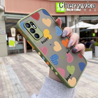 เคสโทรศัพท์ซิลิโคน ขอบสี่เหลี่ยม กันกระแทก ลายการ์ตูนหัวใจ หลากสี สําหรับ OPPO Reno 6 4G Reno 6Z 5G