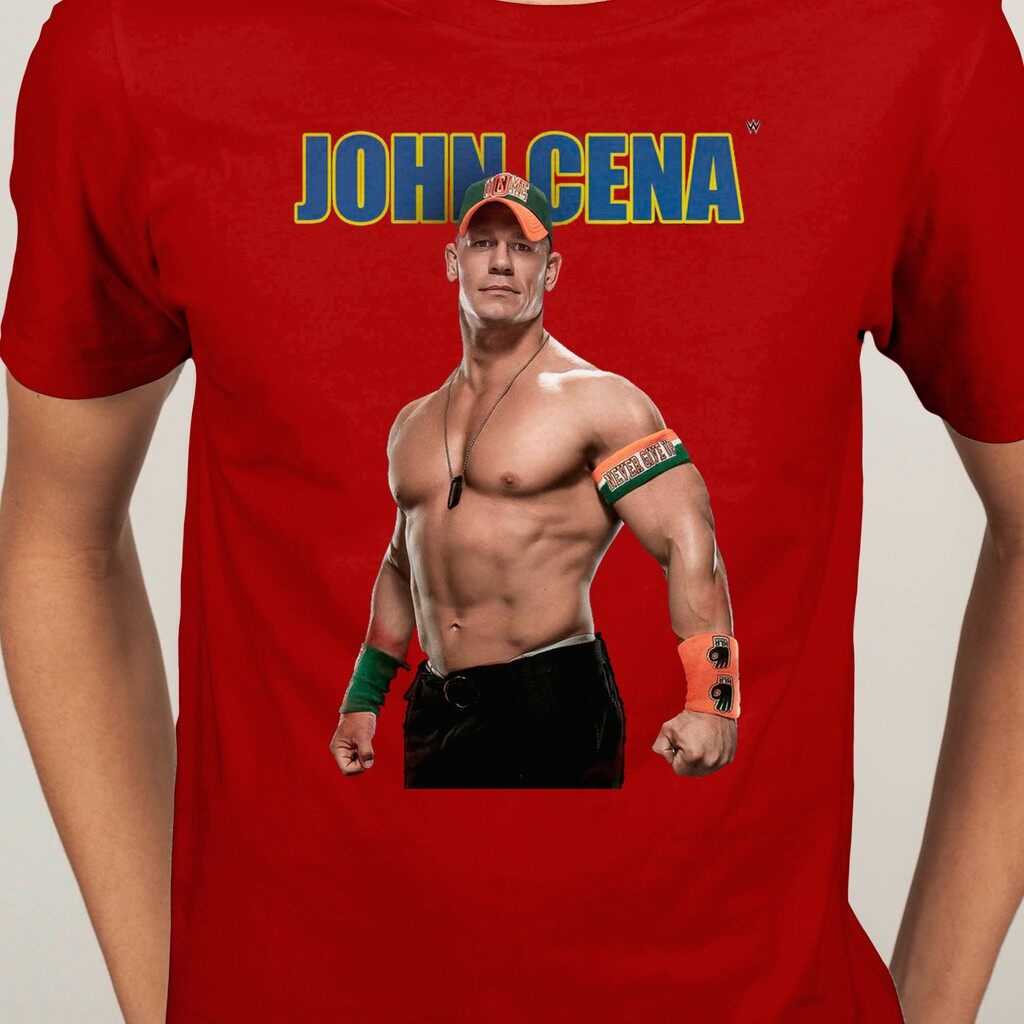 ผู้ชาย T เสื้อแขนสั้นเสื้อยืด shirtb WWF WWE มวยปล้ํา John Cena The rock Mysterio Kane CM Punk O-คอผ