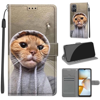 เคสหนัง PU แบบฝาพับ ลายผีเสื้อ พร้อมช่องใส่บัตร และสายคล้อง สําหรับ Poco M5 4G Poco M4 5G