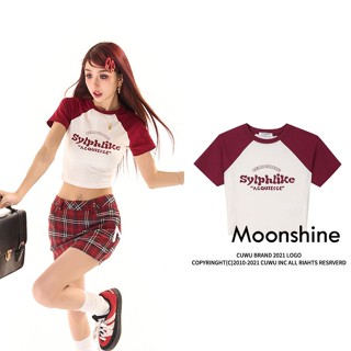 Moon เสื้อครอป เสื้อแฟชั่นผู้หญิง y2k สีพื้น สําหรับผู้หญิง ใส่ไปคลับ ปาร์ตี้ 2023 NEW23061509