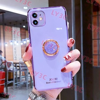 เคสโทรศัพท์ซิลิโคน ชุบไฟฟ้า กันกระแทก พร้อมแหวนขาตั้ง สําหรับ Vivo Y22 Y22S Y35 Y30 Y51 Y31 2020 Y19 Y72 Y53S Y52 V21E Y75 T1 5G