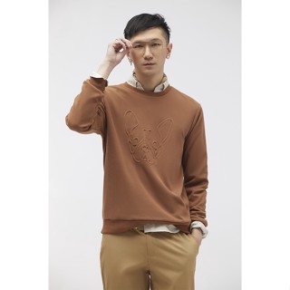 ESP เสื้อถักนิตลายเฟรนช์ชี่ ผู้ชาย สีน้ำตาล | Frenchie Sweatshirt | 3721