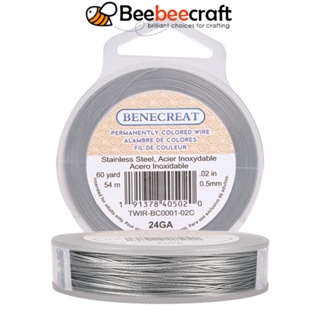 Benecreat ลวดไนล่อนเคลือบ 55 ม. 0.5 มม. 7 เส้น สีเทาอ่อน สําหรับทําเครื่องประดับ สร้อยคอ สร้อยข้อมือ แหวน 1 ม้วน