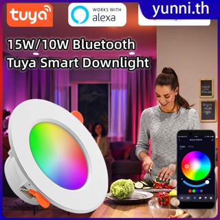 Tuya โคมไฟเพดานหลอดไฟอัจฉริยะ LED ดาวน์ไลท์ 10w โคมสะท้อนแสงแบบฝัง Bluetooth Appremote Control Rgb Smart Light Yunni