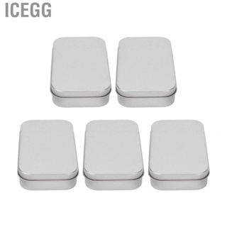 Icegg 5pcs Metal Rectangular Empty Tins Box Pins Jewelry