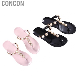 Concon Women Flip Flops  Prevent Slip Lady Beach Flat Slippers Ergonomic Design Easy Cleaning for Outdoor