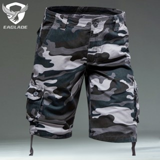 Eaglade กางเกงขาสั้นลําลอง ผ้าฝ้าย 100% ลายพราง สีฟ้า สําหรั…