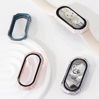 สําหรับ Xiaomi Mi Band 8 สไตล์เกราะ เคสนาฬิกา PC พร้อมตัวป้องกันหน้าจอ รุ่น NFC ป้องกันการระเบิด และรอยขีดข่วน