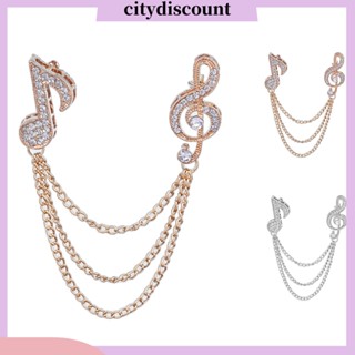 &lt;citydiscount&gt; เครื่องประดับ เข็มกลัดโซ่ รูปตัวโน้ตดนตรี ประดับพลอยเทียม เหมาะกับทุกเพศ