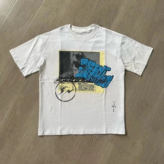 70EZ high quality Travis Scott Fujiwara Lightning joint foam printing American high street short sleeve t-shirt