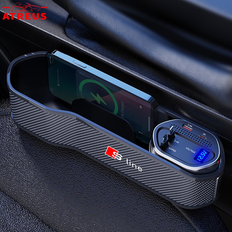 Audi Sline ที่เก็บของข้างเบาะรถยนต์ ที่เก็บของข้างเบาะรถยนต์ด้วยการชาร์จแบบไร้สาย ชาร์จเร็ว สําหรับ Audi A3 8l A1 Q5 TT mk2 A5 A4 B7 B8 B5 A6 C7 C6 Q7 Q3 Q2 E-tron