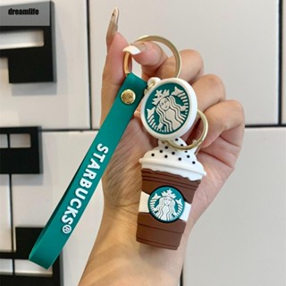 【DREAMLIFE】Starbucks Coffee Cup Keychains Cartoon Keychain Ring Soft Glue Decoration