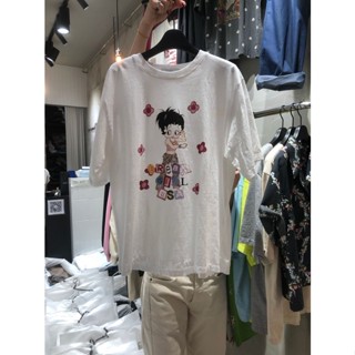 เสื้อยืดแขนสั้น ผ้าฝ้าย พิมพ์ลายการ์ตูน Betty Boop เซ็กซี่ แฟชั่นฤดูร้อน สําหรับผู้ชาย และผู้หญิง