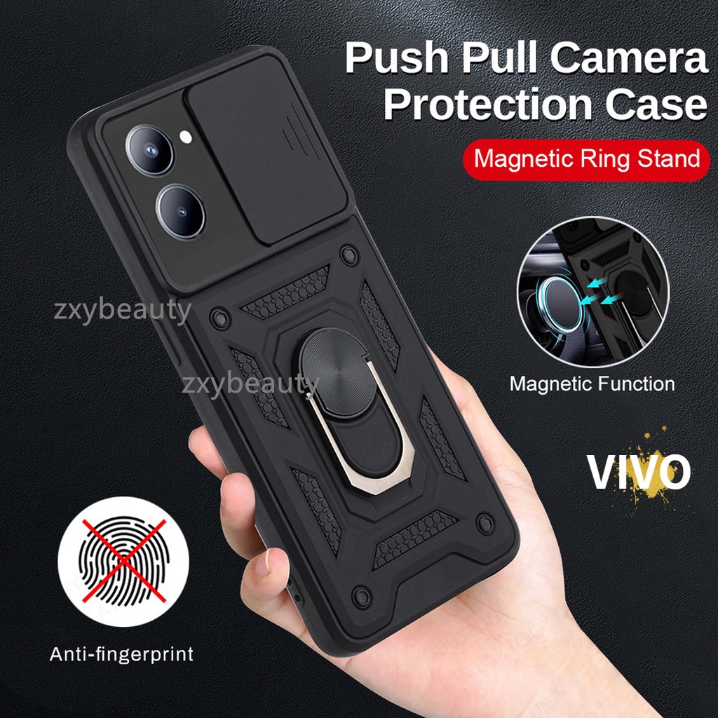 ปลอกสําหรับ Vivo Y03 Y18 Y28S Y27S Y36 4G 5G 2024 เคสโทรศัพท์กันกระแทกเกราะแหวนวงเล็บฮาร์ดปกหลังสําห