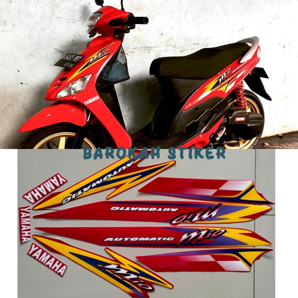 MERAH Striping Sticker polet motor yamaha mio 2003 2004 red list body มาตรฐาน คุณภาพดีที่สุด Barokah Sticker