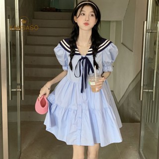 Kans ชุดมินิเดรส คอปกกะลาสี สีขาว สไตล์เกาหลี สําหรับนักเรียน