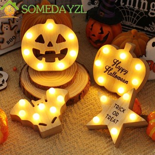 SOMEDAYZL ฟักทอง ค้างคาว และดาว แบบไม้ สําหรับตกแต่งปาร์ตี้ฮาโลวีน DIY