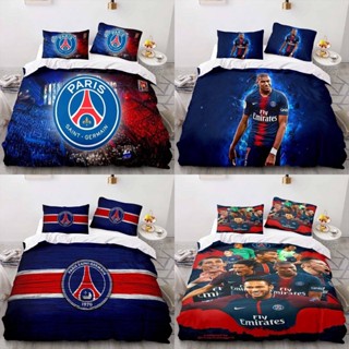 ชุดเครื่องนอน ผ้าห่ม ผ้านวม ลาย Paris Saint Germain 3in1 ซักทําความสะอาดได้ สวมใส่สบาย สําหรับหอพักนักเรียน