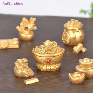 Ruisurshine ต้นไม้นําโชค เสริมฮวงจุ้ย มงคล Fa Cai สีทอง สําหรับตกแต่งบ้าน รถยนต์