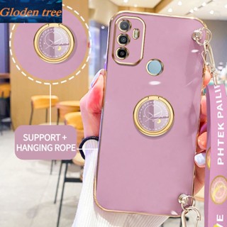 เคสโทรศัพท์มือถือ ลายต้นไม้ Gloden พร้อมขาตั้ง และสายคล้อง สําหรับ OPPO A53 A33 A32